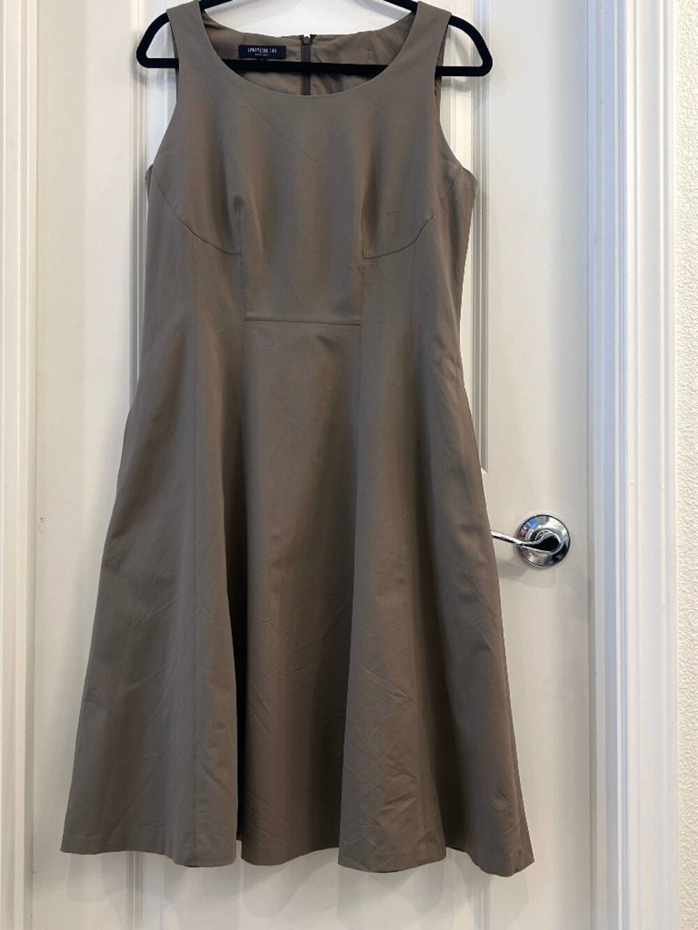 Lafayette 148 New York Classic Retro Sleeveless A-Line Dress size 6 Khaki Green - Picture 3 of 7